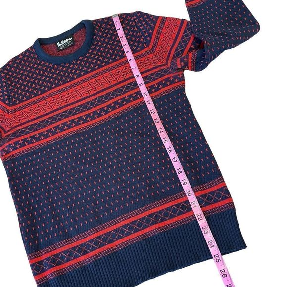 Lido Blue and Red Patterned Wool Sweater - Picture 7 of 9